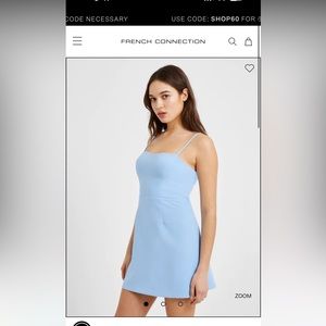 French Connection whisper tie back sweetheart dress, light blue